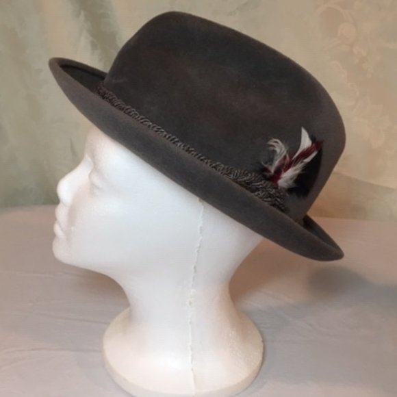 RARE Vintage STETSON Sovereign Gray Felt Fur Fedora Hat - Picture 5 of 16